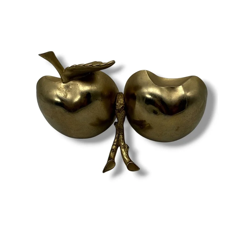 Vintage Ted Arnold Ltd Brass Double Apple Picture Frame Figural Mid Century